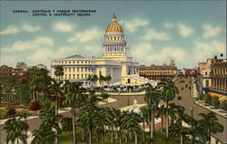 Capitol and Fraternity Square Havana, Cuba Postcard Postcard