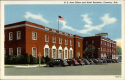 U. S. Post Office and Hotel Bachelor Conway, AR Postcard Postcard