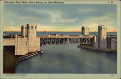 Outer Drive Bridge on Lake Michigan Postcard