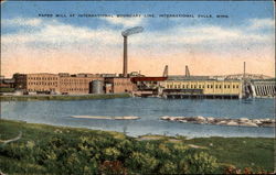 Paper Mill At International Boundary Line International Falls, MN Postcard Postcard