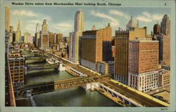 Wacker Drive taken from Merchandise Mart looking South Postcard