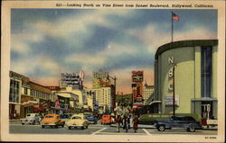 Looking North on Vine Street from Sunset Boulevard Postcard