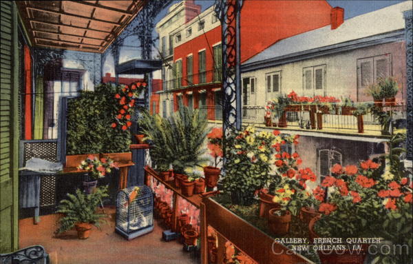 Gallery Scene in the French Quarter New Orleans Louisiana