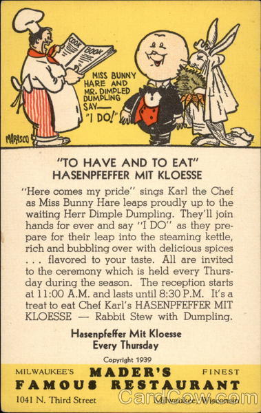 Mader's Famous Restaurant Milwaukee Wisconsin