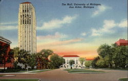 The Mall, University of Michigan Postcard