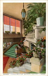 Entrance - Edgewater Beach Hotel Chicago, IL Postcard Postcard
