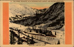 The Lodge, Romantic Alta Showing Patsy Marley and Rustler Mountains Utah Postcard Postcard