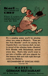Karl - The All-American Chef -- Mader's German Restaurant Postcard