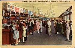 Mexicali Beer Hall, "The Longest Bar in the Word" Tijuana, Mexico Postcard Postcard