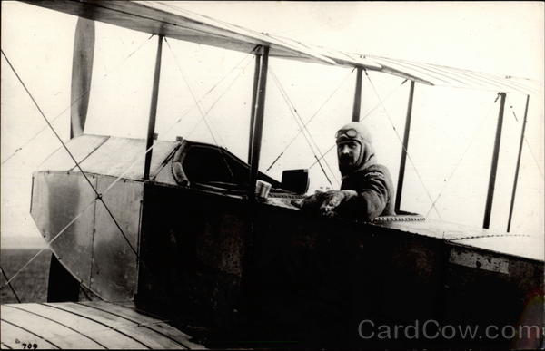 Man in biplane Aircraft