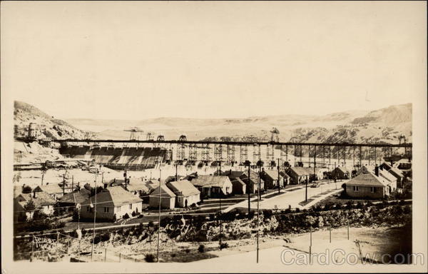 Town along dam construction Buildings