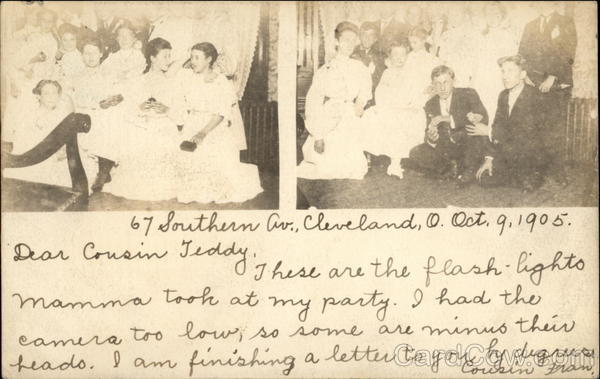 Two views of guests at a party in 1905 Cleveland Ohio