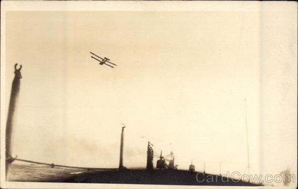 Biplane Over the USS Utah Aircraft