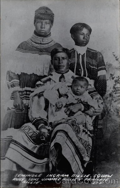 Seminole Igram Billie, squaw Ruby, sons Jimmie Billie & Frankie Billie