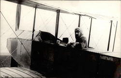 Man in biplane Aircraft Postcard Postcard