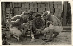 Soldiers Gambling Military Postcard Postcard