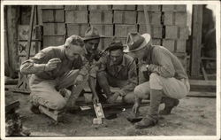 Soldiers Gambling Postcard