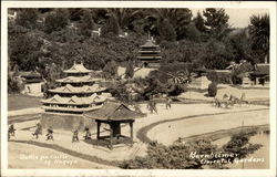 Battle for Castle of Nagoya. Bernheimer Oriental Gardens Pacific Palisades, CA Postcard Postcard