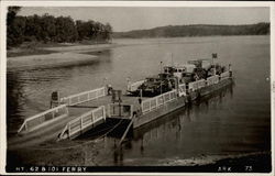 Highway 62 & 101 Ferry Missouri River Postcard