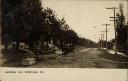 Harrison Ave with Horse Carriage Christiana, PA Postcard Postcard