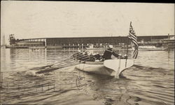 Sailors rowing cutter in harbor Postcard