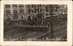 Blue Jackets from U. S. S. Albany In Parade Oct-19-09 Postcard
