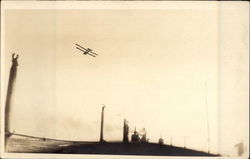 Biplane Over the USS Utah Aircraft Postcard Postcard