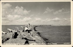 Fishing From the Jetties Padre Island Postcard