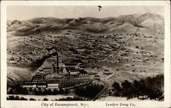 Bird's Eye View Encampment, WY Postcard Postcard