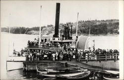 People Standing in Line for a Boat Riverboats Postcard Postcard