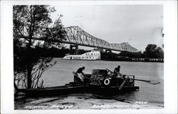 The Highway Bridge and River with Boats Postcard