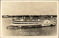 Sight Seeing Harbor Trip Steamer President Postcard