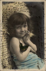 Little Girl with a Bird Postcard