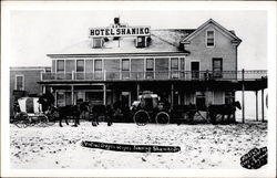 Central Oregon Stages outside the Hotel Shaniko Postcard