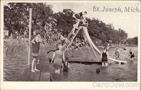 Sliding and Swimming on the Lake St. Joseph Michigan