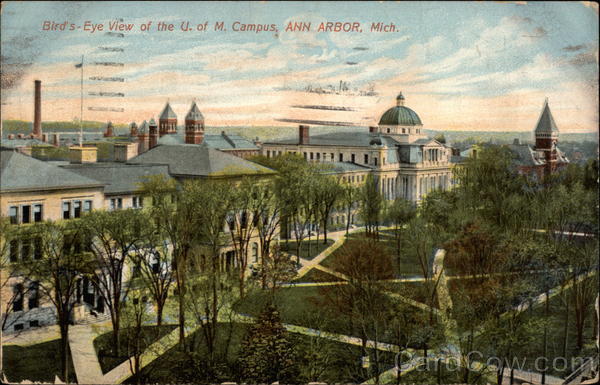 Bird's eye view of the U. of M. campus Ann Arbor Michigan