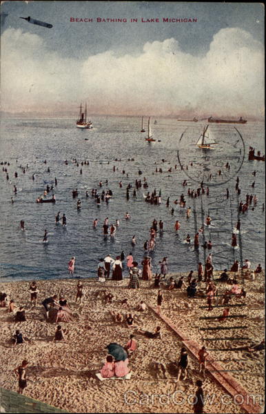 Beach Bathing in Lake Michigan Chicago Illinois