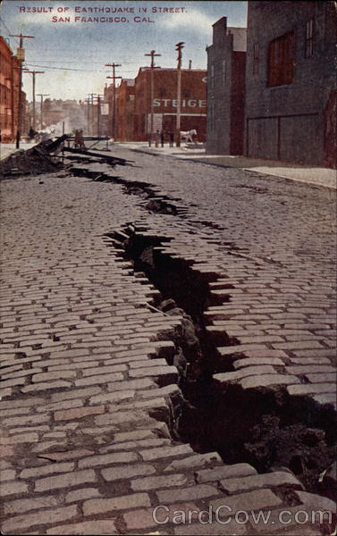 Result of earthquake in street San Francisco California