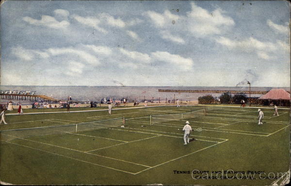 Tennis Court and Bathing Beach, Chicago Beach Hotel Illinois