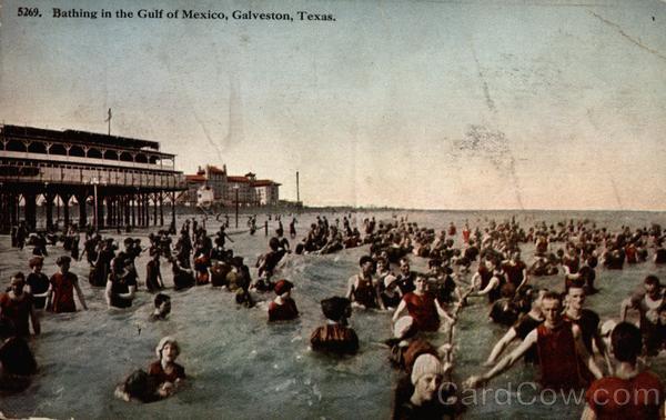 Bathing in the Gulf of Mexico Galveston Texas