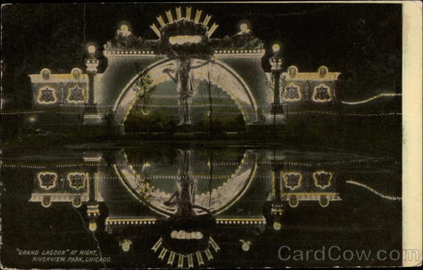 Grand Lagoon at Night, Riverview Park Chicago Illinois