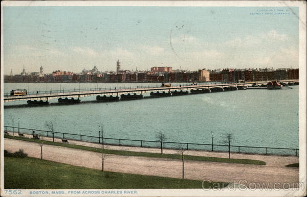 Looking across the Charles River Boston Massachusetts