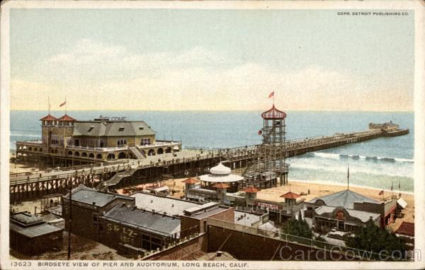 Birdseye View of Pier and Auditorium Long Beach California
