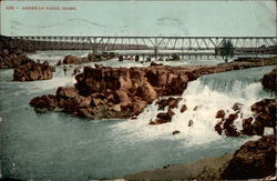Bridge Over American Falls Idaho Postcard 