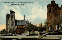 Catholic Cathedral and First Presbyterian Church Postcard