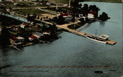 Aeroplane view of Country Club, Boat Landing and Lighthouse Postcard