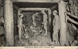 Underground Mining Scene Ironwood, MI Postcard Postcard