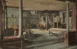 Reception Room, Elks Club Fort Madison, IA Postcard 