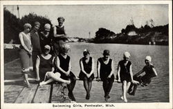 Swimming Girls Pentwater, MI Postcard Postcard