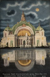Festival Hall illuminated at the Pan-Pac Int. Exposition, 1915 Postcard